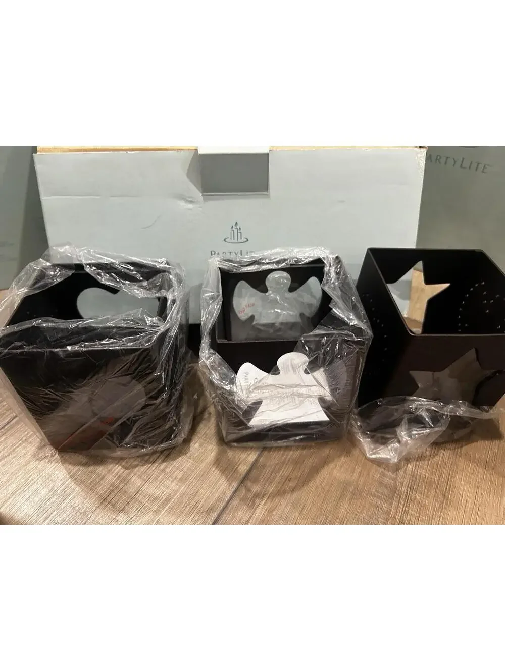 PartyLite Celestial Lights Tealight Trio Set of 3 Brown Metal & Glass luminaries